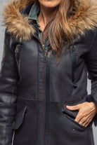 Timber Hooded Shearling Parka In Midnight - AXEL'S