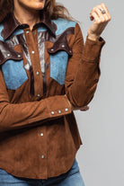 Artico Tulla Suede & Denim Snap Shirt In Chocolate Ladies - Outerwear - Leather