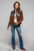 Artico Tulla Suede & Denim Snap Shirt In Chocolate Ladies - Outerwear - Leather
