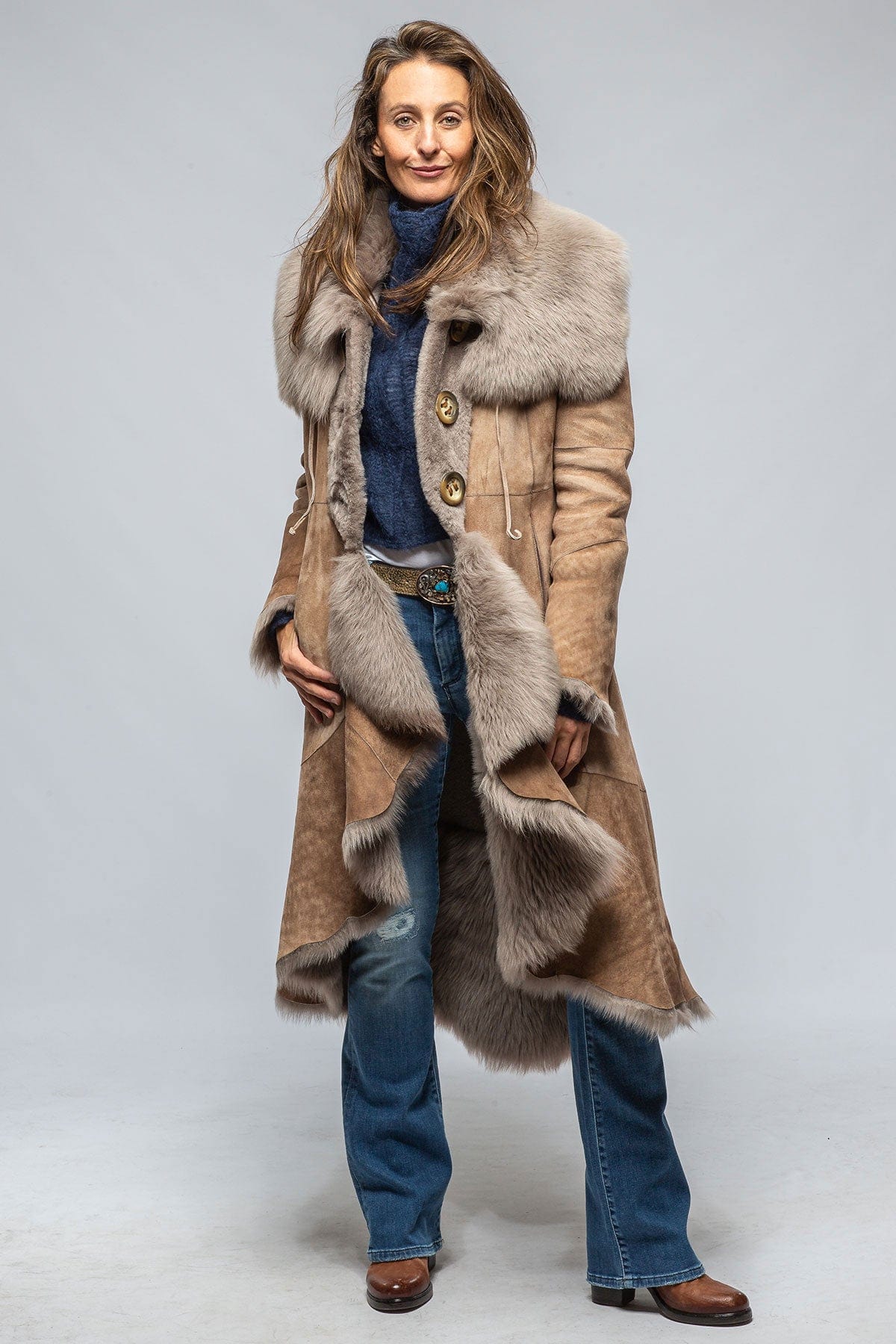 Full length shearling coat hot sale womens