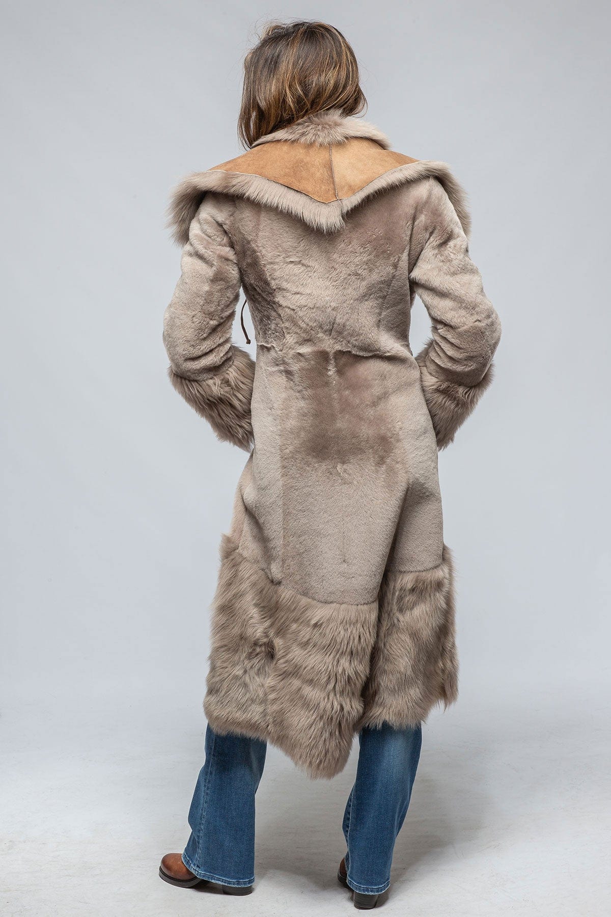 Women's full clearance length shearling coats