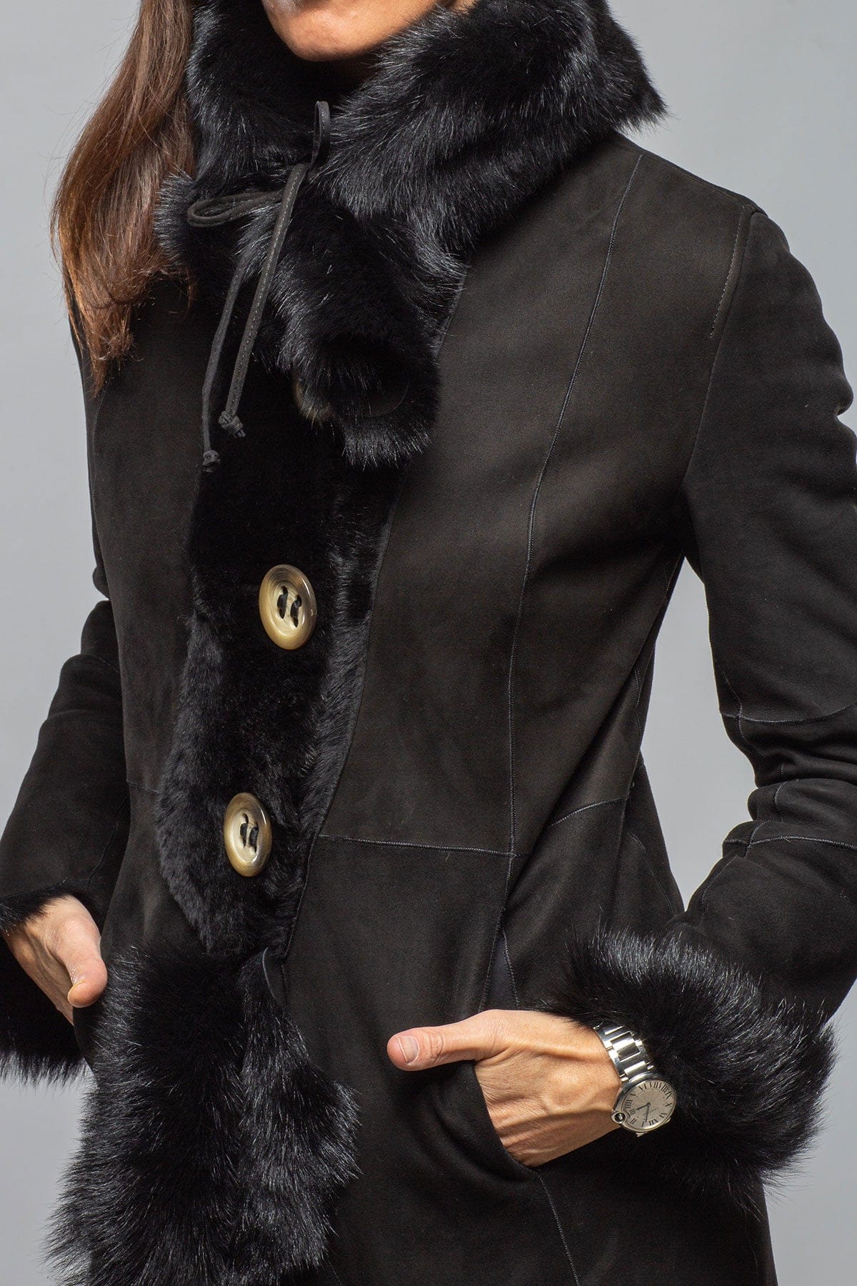 Artico Wild Reversible Long Shearling In Black | Axel's of Vail