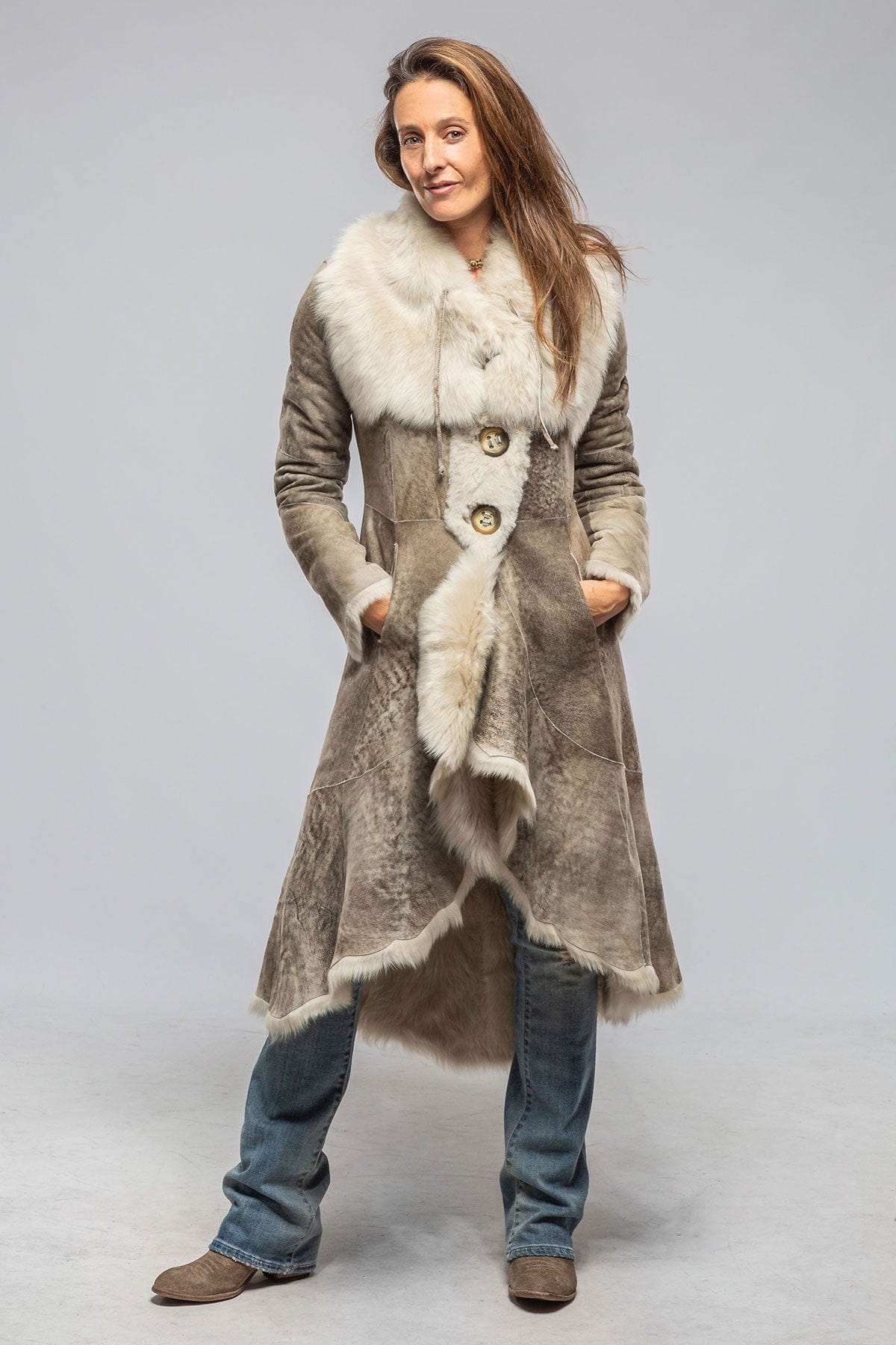 Artico Wild Reversible Long Shearling In Icy Tundra | Ladies - Outerwear - Shearling