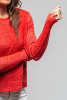 Avant Toi Bari Cropped Crew Neck Sweater In Nail Polish Red Ladies - Sweaters
