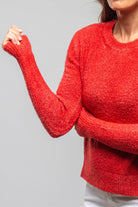 Avant Toi Bari Cropped Crew Neck Sweater In Nail Polish Red Ladies - Sweaters