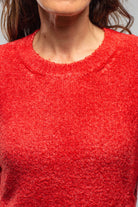 Avant Toi Bari Cropped Crew Neck Sweater In Nail Polish Red Ladies - Sweaters