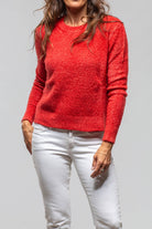 Avant Toi Bari Cropped Crew Neck Sweater In Nail Polish Red Ladies - Sweaters