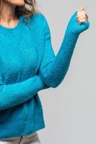 Avant Toi Bari Cropped Crew Neck Sweater In Topaz Ladies - Sweaters