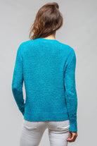 Avant Toi Bari Cropped Crew Neck Sweater In Topaz Ladies - Sweaters