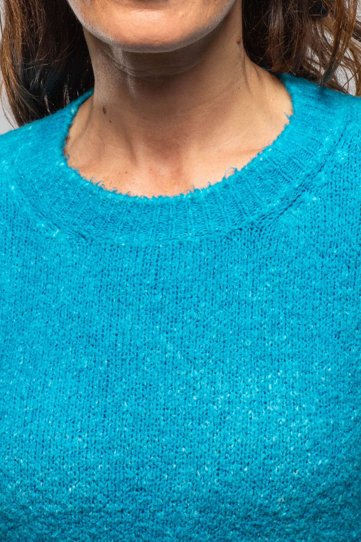 Avant Toi Bari Cropped Crew Neck Sweater In Topaz Ladies - Sweaters