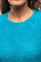 Avant Toi Bari Cropped Crew Neck Sweater In Topaz Ladies - Sweaters