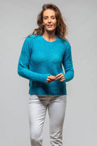 Avant Toi Bari Cropped Crew Neck Sweater In Topaz Ladies - Sweaters