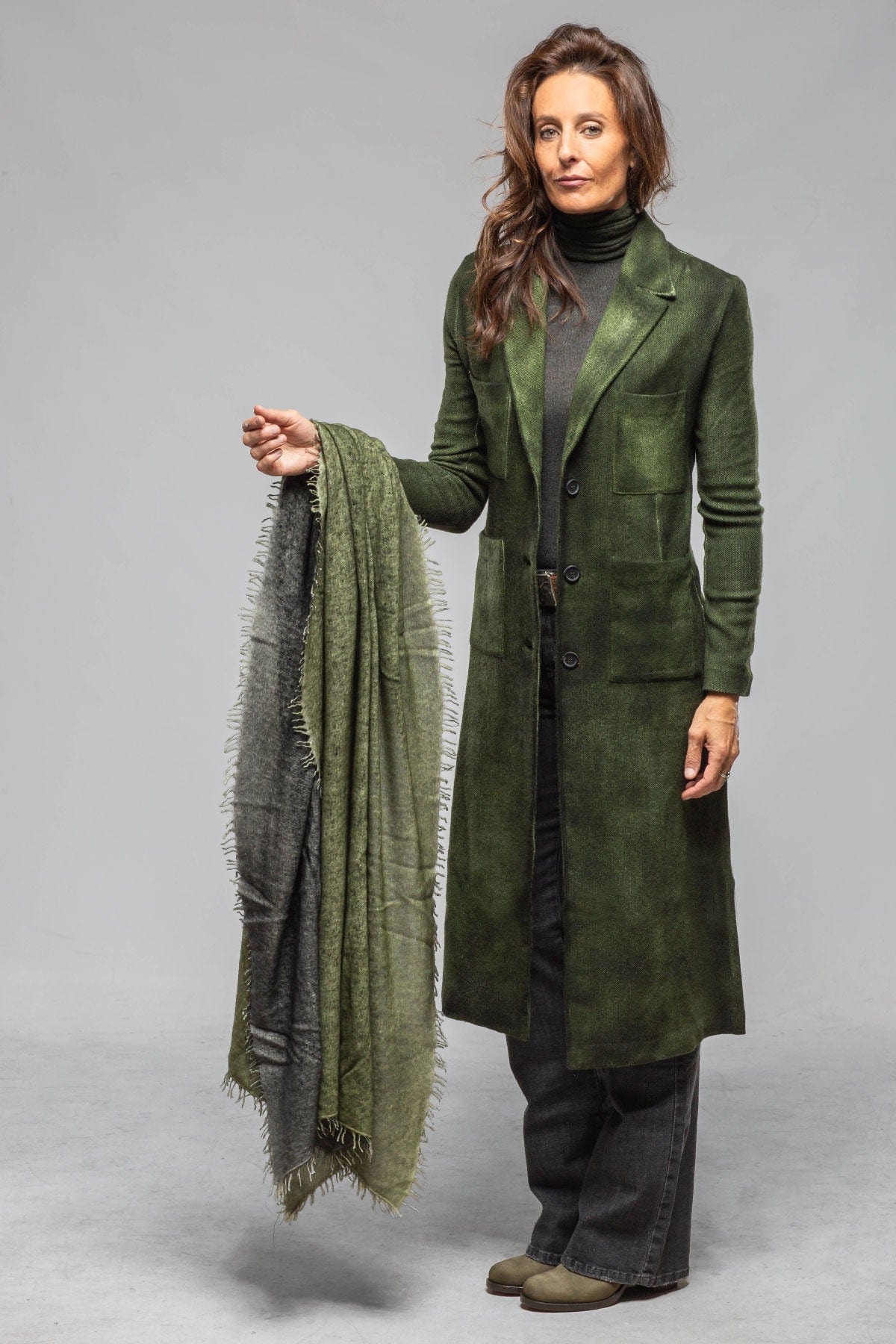 Avant Toi Cantare Cashmere Fringe Scarf In Shaded Shrub | Ladies - Accessories - Scarves