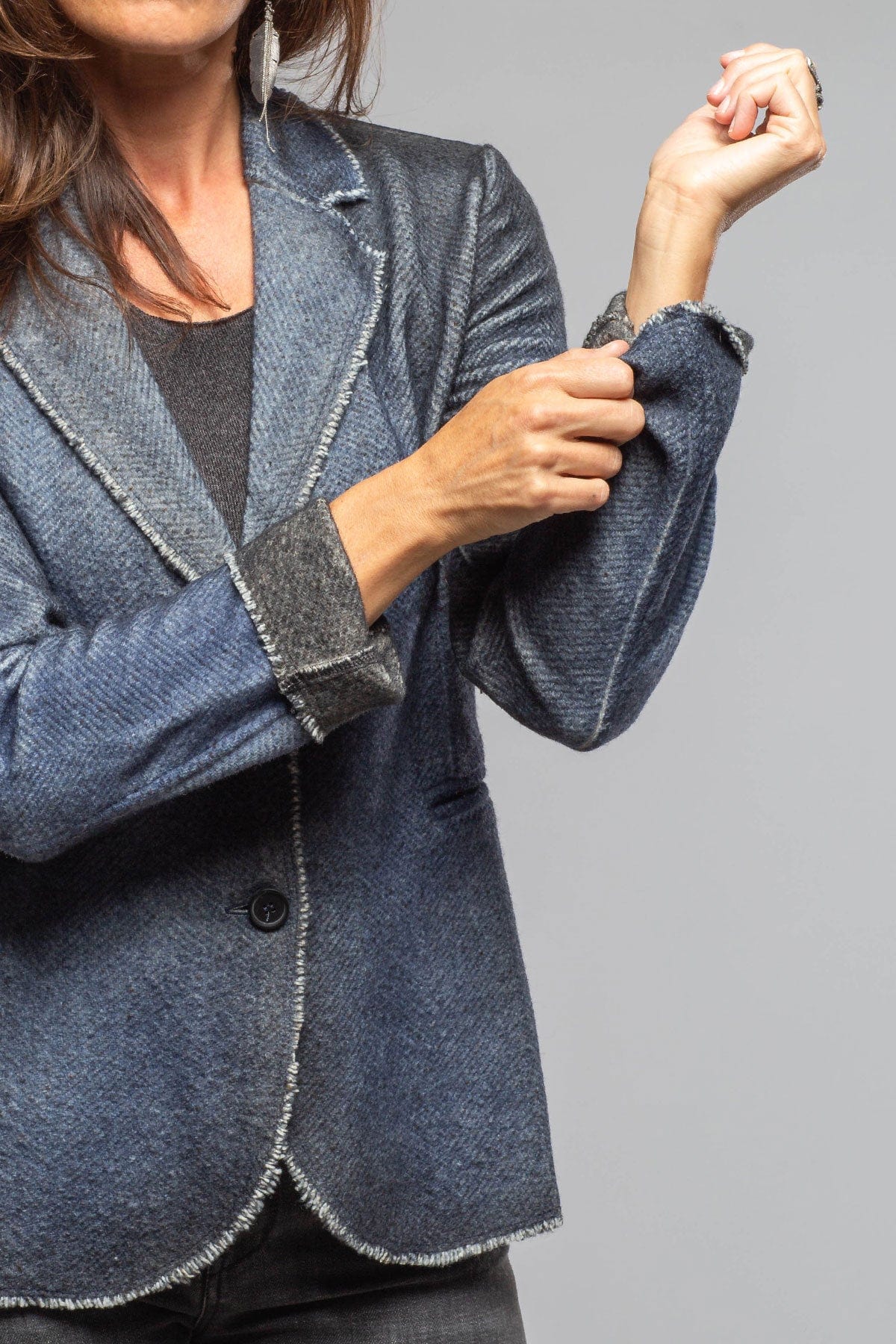 Davi Raw Edge Painted Blazer In Midnight - AXEL'S