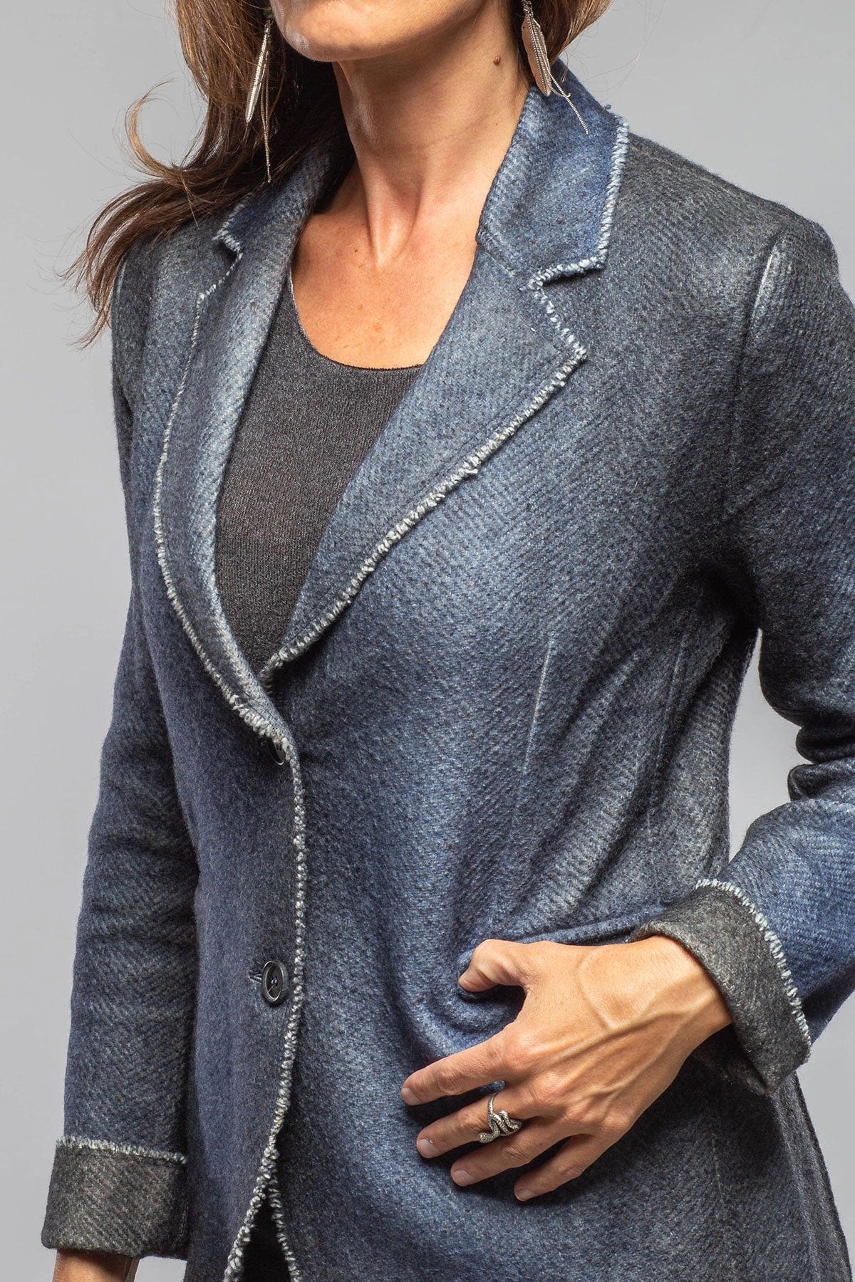Davi Raw Edge Painted Blazer In Midnight - AXEL'S