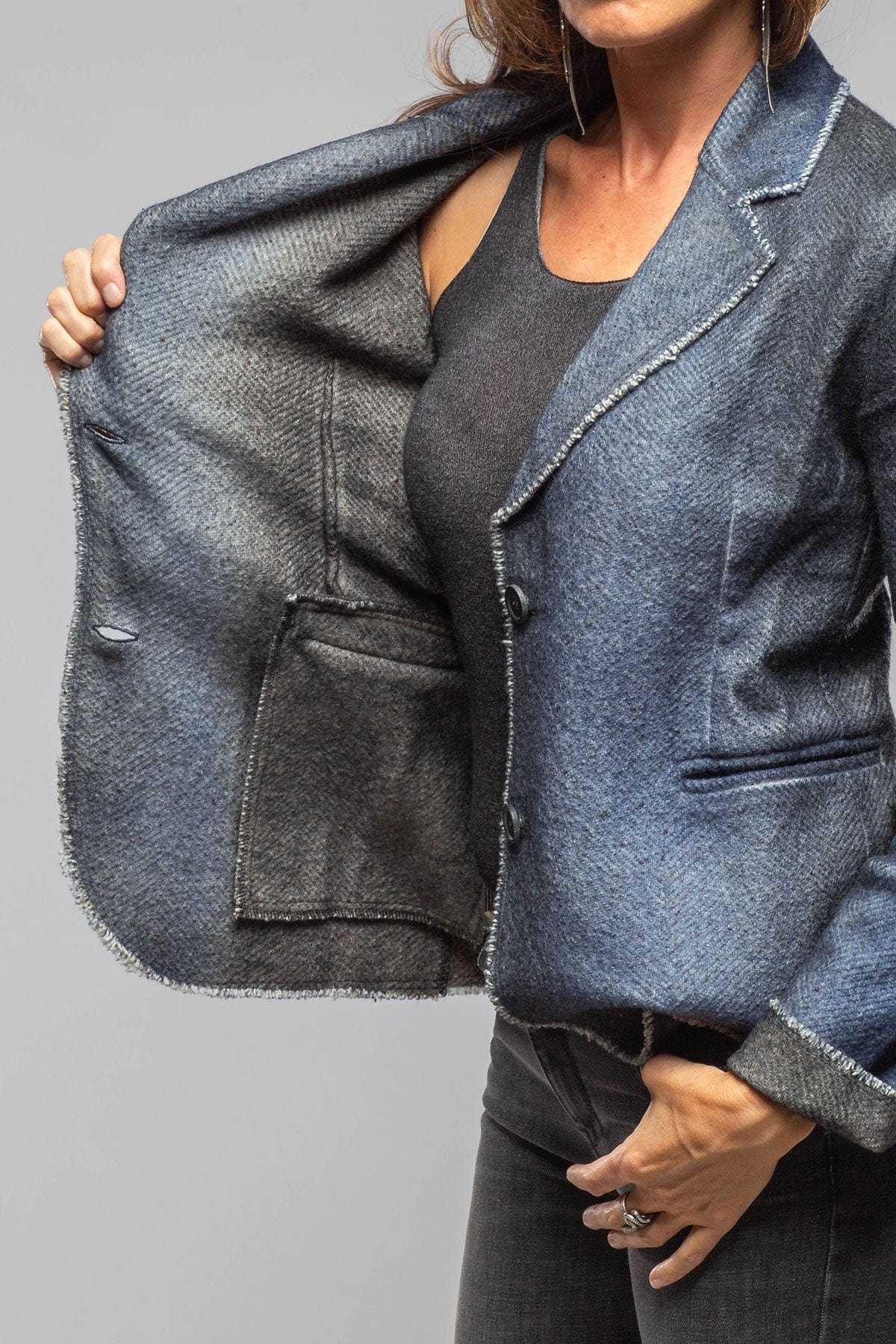 Davi Raw Edge Painted Blazer In Midnight - AXEL'S