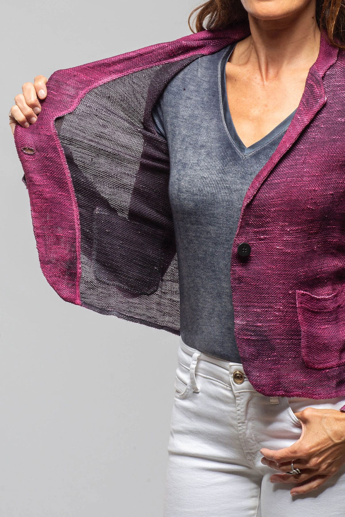Ercole Linen Jacket Dark Sichuan Fucsia - AXEL'S