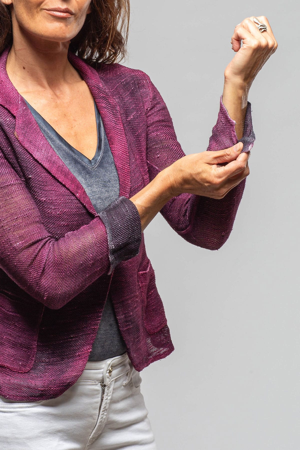 Ercole Linen Jacket Dark Sichuan Fucsia - AXEL'S