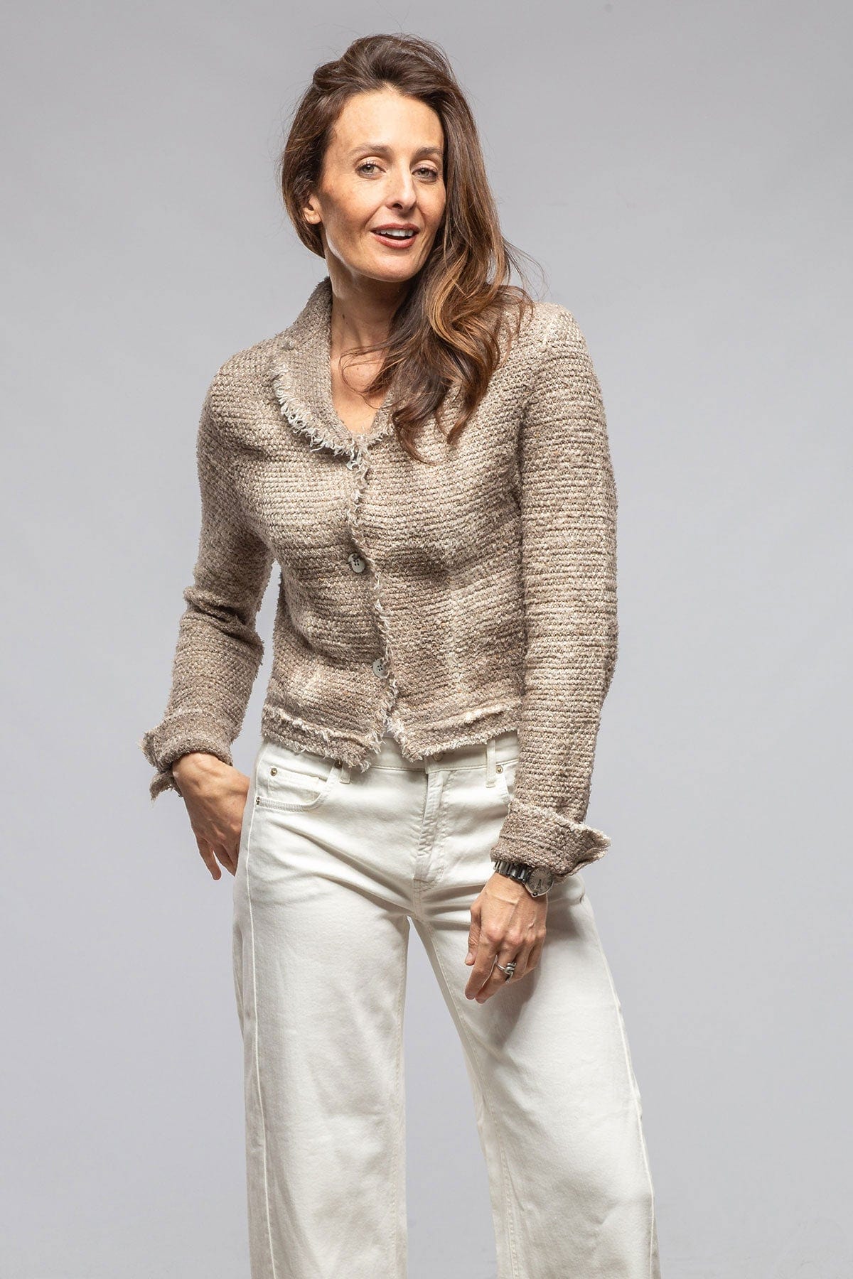 Avant Toi Evola Cropped Jacket In Walnut Ladies - Sweaters