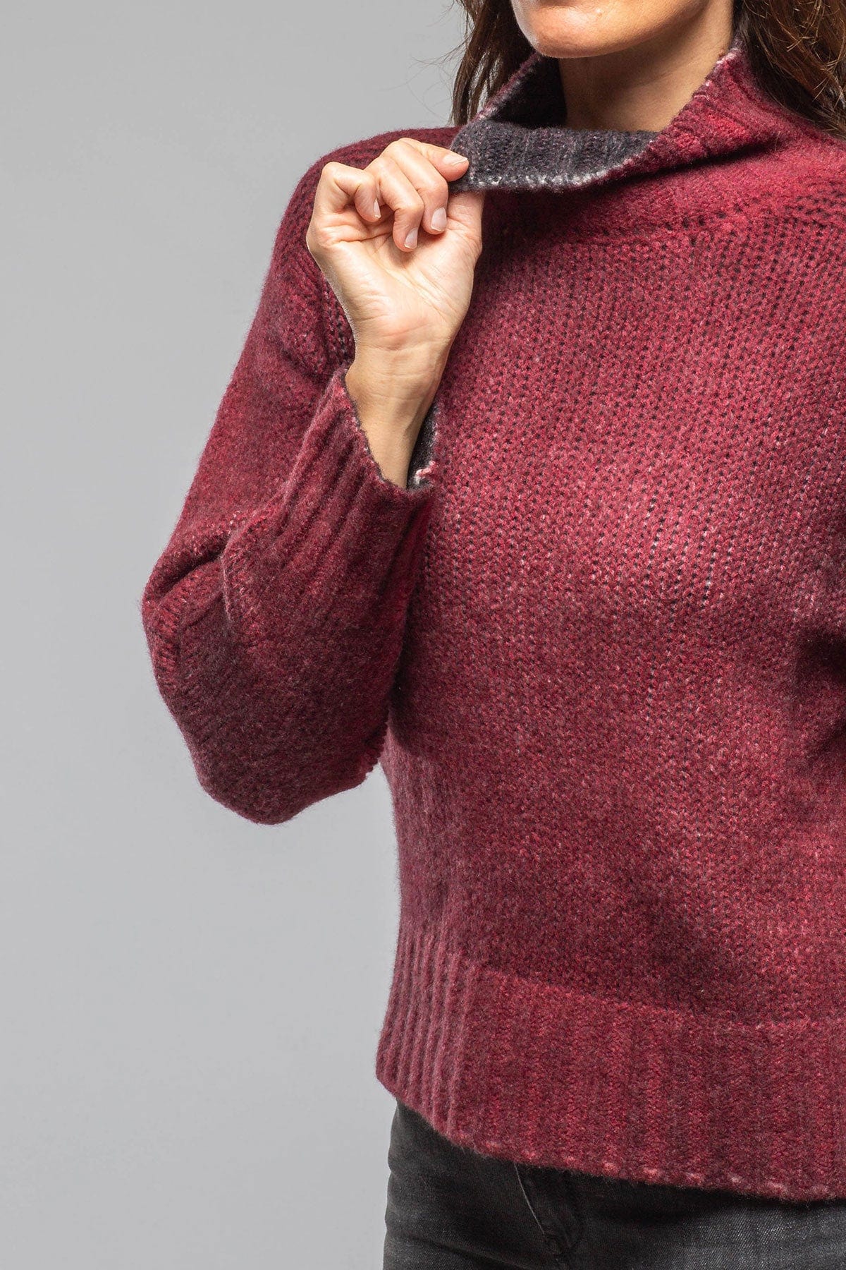 Avant Toi Frecha Mock Neck Sweater In Wine Ladies - Sweaters
