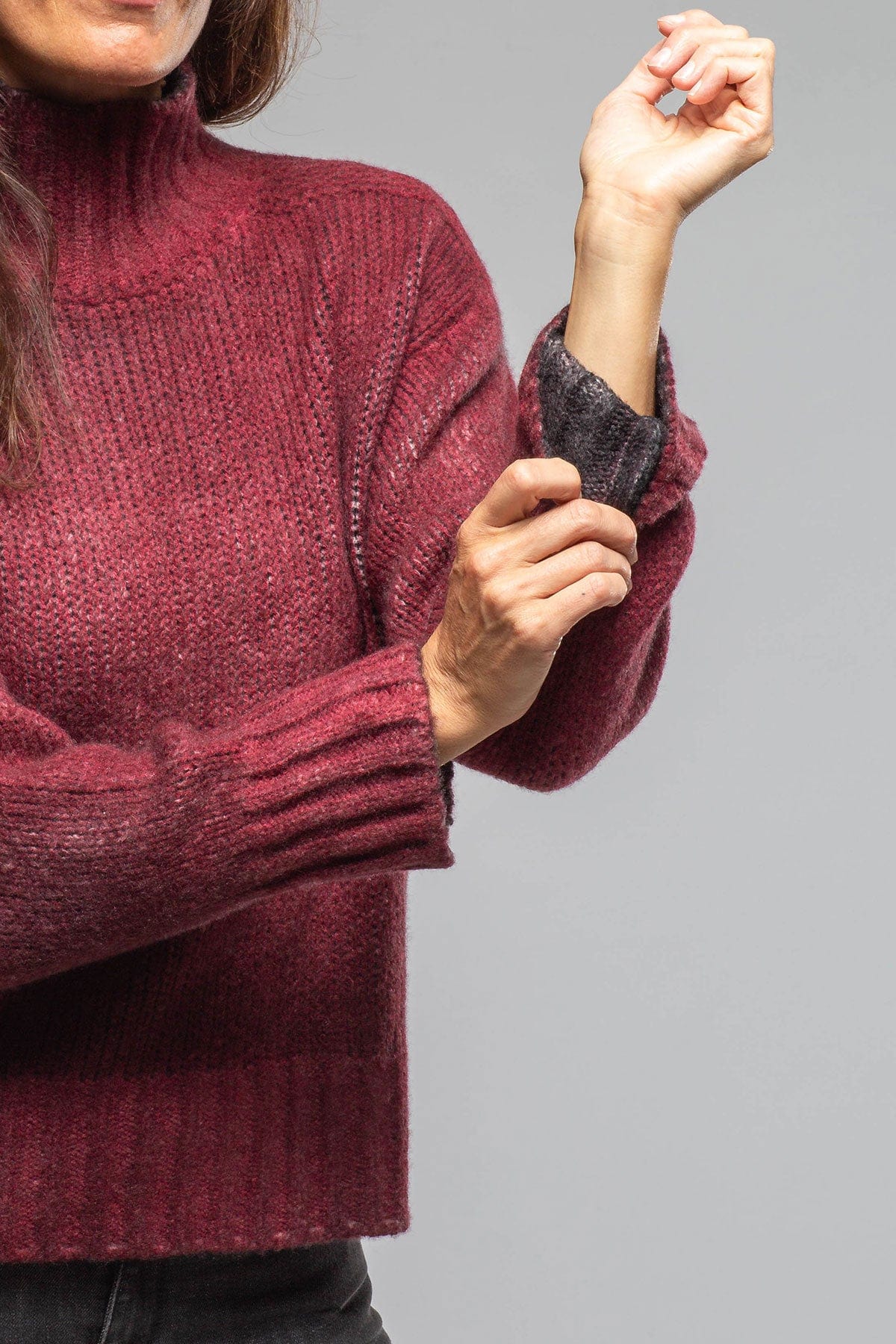 Avant Toi Frecha Mock Neck Sweater In Wine Ladies - Sweaters