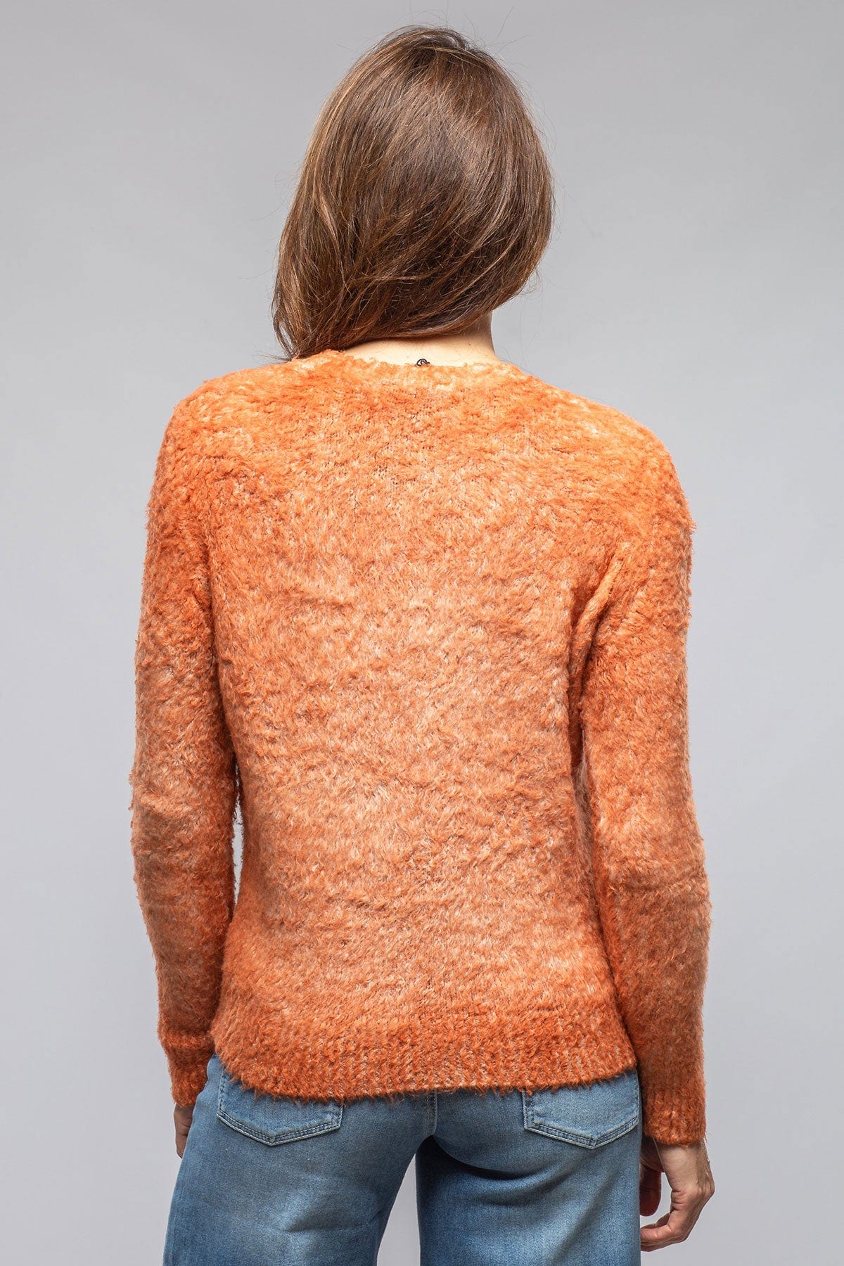 Avant Toi Fuzzy Brushed Cotton Sweater In Amber Ladies - Sweaters