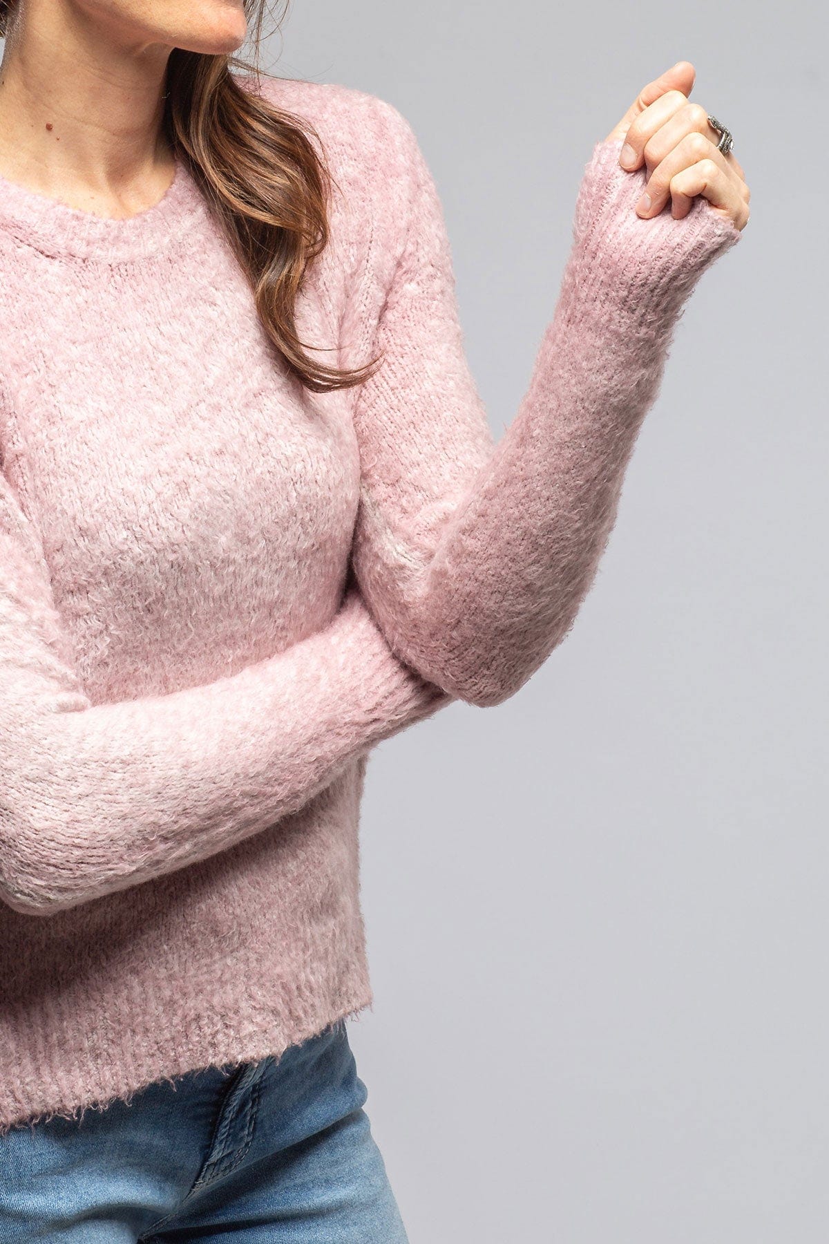 Fuzzy Brushed Cotton Sweater In Quartz - AXEL'S