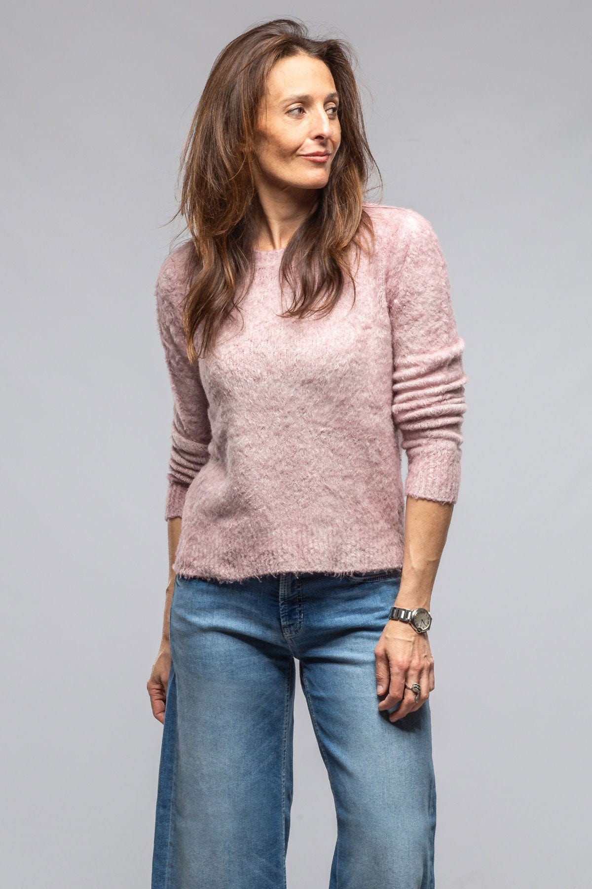 Avant Toi Fuzzy Brushed Cotton Sweater In Quartz Ladies - Sweaters