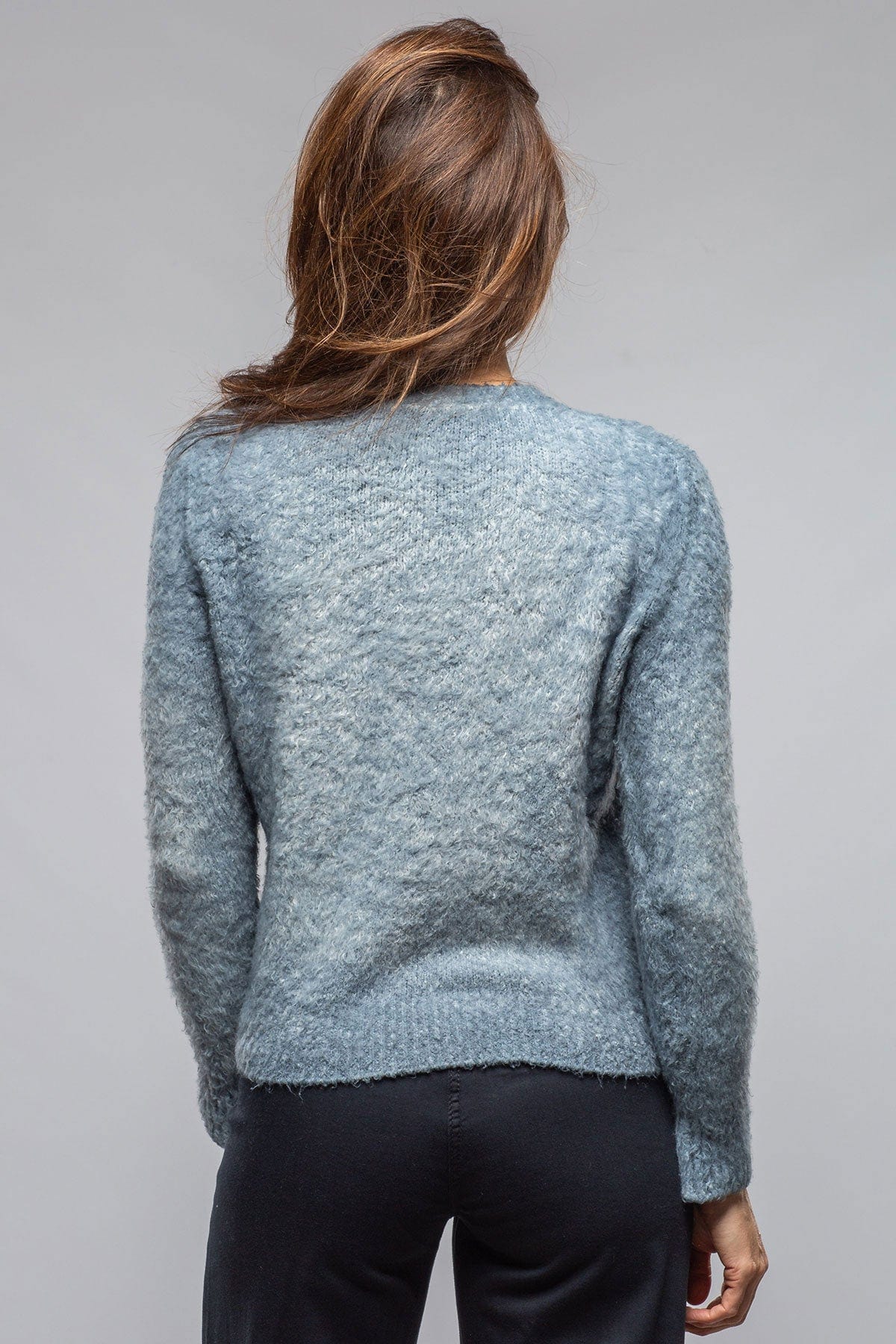 Fuzzy Brushed Cotton Sweater In Titanium - AXEL'S