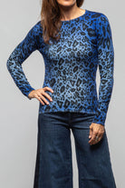 Avant Toi Leopard Print Hand Painted Cashmere Silk Sweater In Blue Ladies - Sweaters