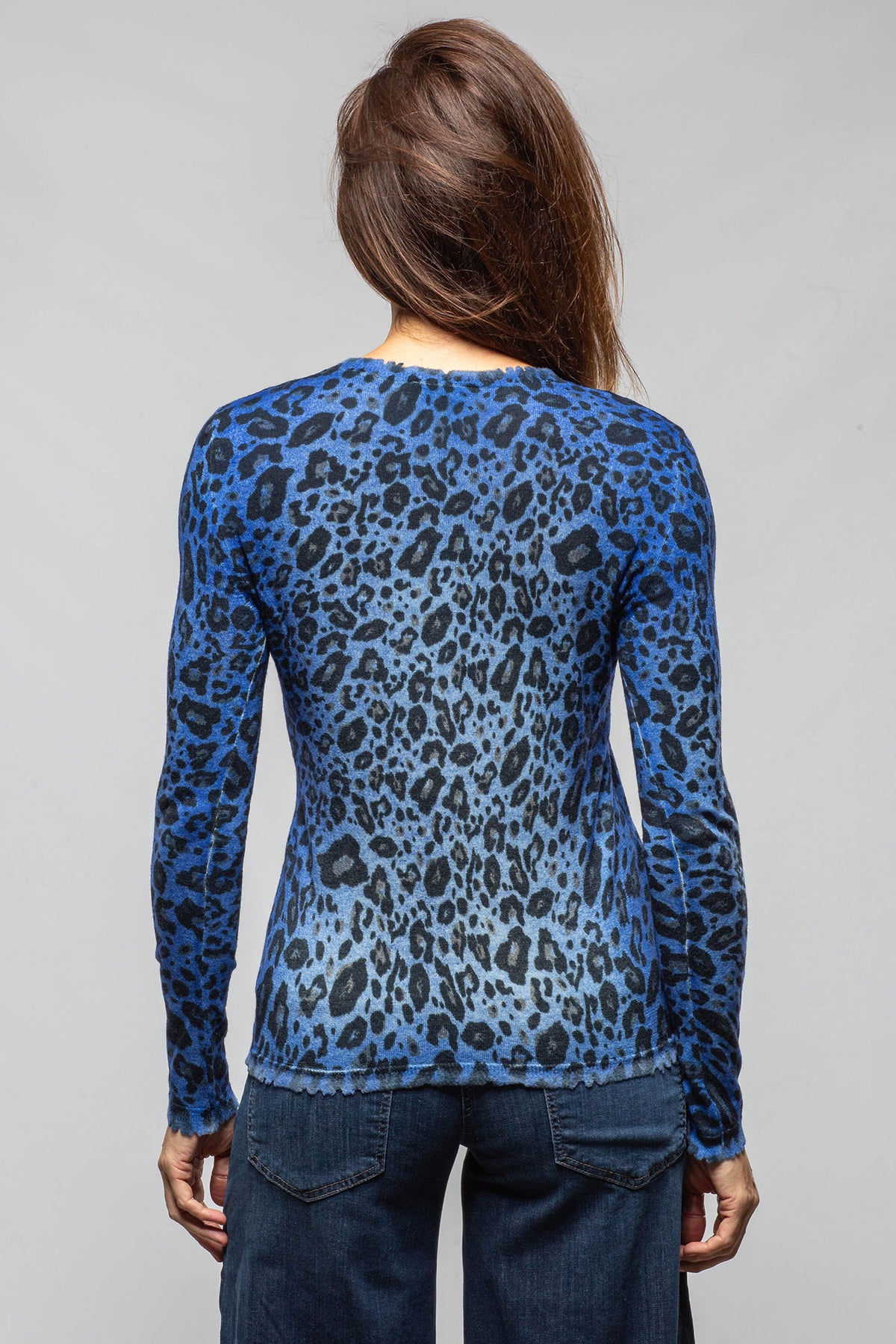 Avant Toi Leopard Print Hand Painted Cashmere Silk Sweater In Blue Ladies - Sweaters
