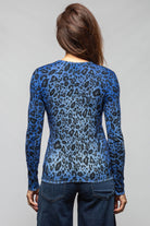 Avant Toi Leopard Print Hand Painted Cashmere Silk Sweater In Blue Ladies - Sweaters