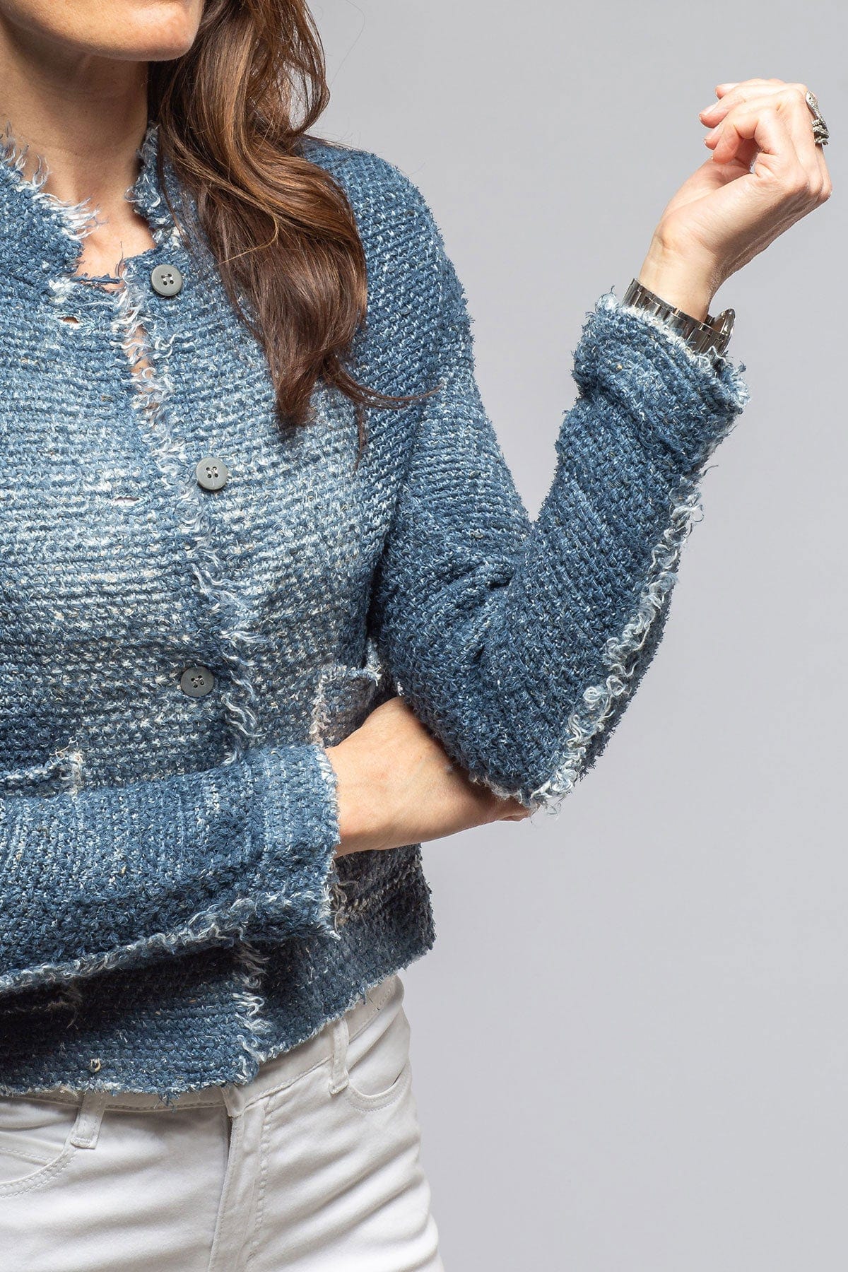 Olette Stitch Knit Jacket In Titanium - AXEL'S