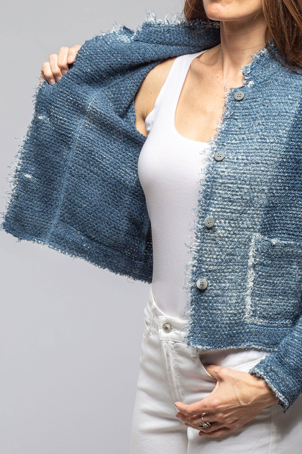 Olette Stitch Knit Jacket In Titanium - AXEL'S