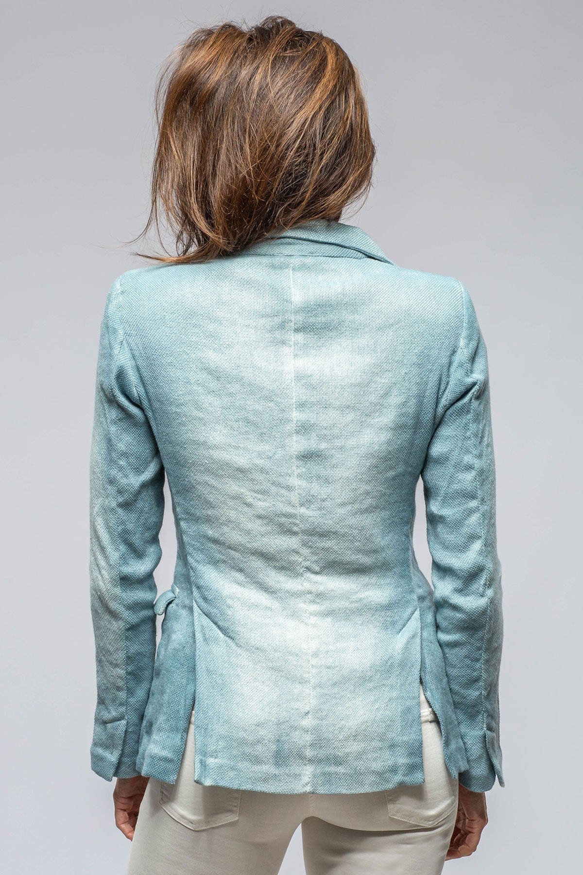 Pami Washed Hand Painted Blazer In Water - AXEL'S