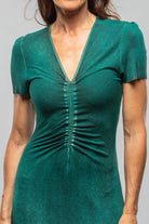 Quay Short Sleeve Ribbed Modal Dress In Dark Mint - AXEL'S