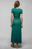 Quay Short Sleeve Ribbed Modal Dress In Dark Mint - AXEL'S