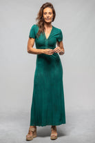 Quay Short Sleeve Ribbed Modal Dress In Dark Mint - AXEL'S