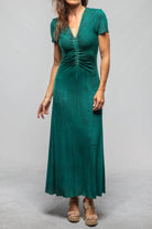 Quay Short Sleeve Ribbed Modal Dress In Dark Mint - AXEL'S
