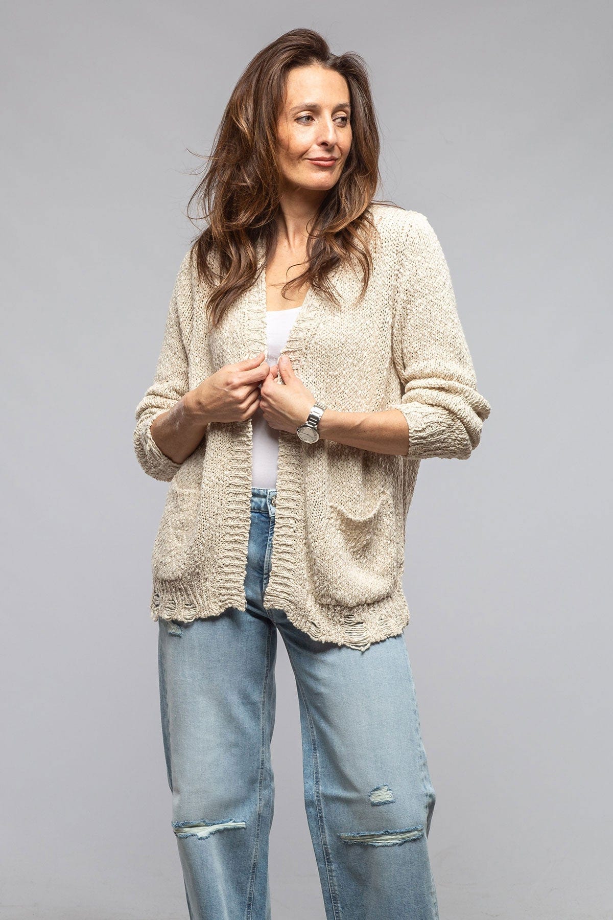 Savory Open Cardigan In Natural - AXEL'S