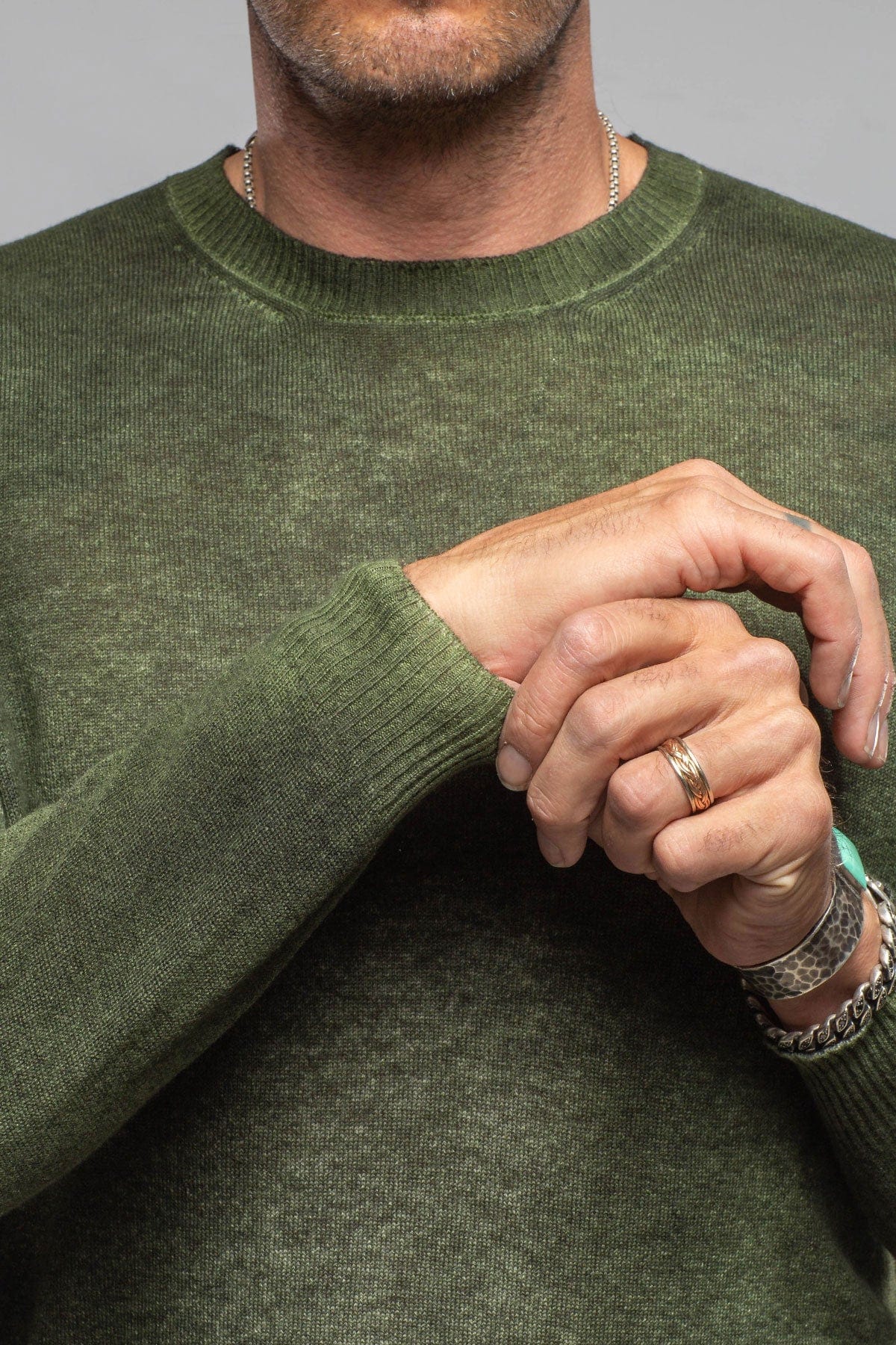 Sundust Cashmere Crew Sweater In Forest - AXEL'S