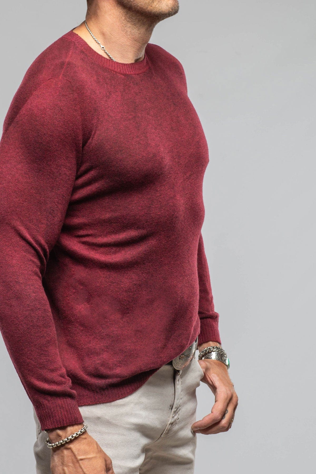 Sundust Cashmere Crew Sweater In Wine - AXEL'S