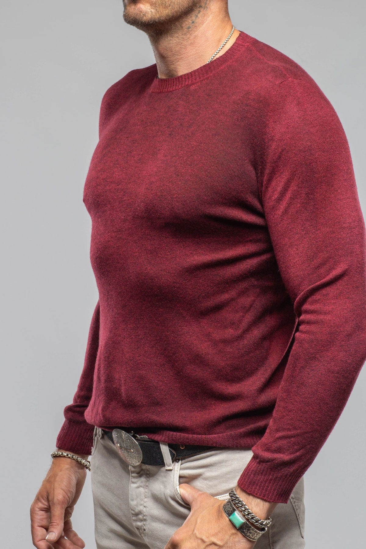 Sundust Cashmere Crew Sweater In Wine - AXEL'S