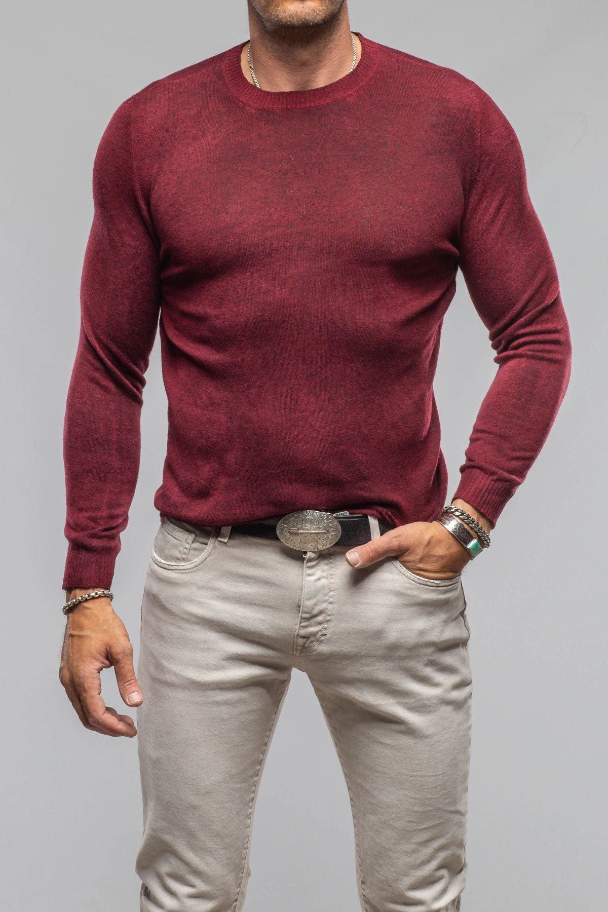 Sundust Cashmere Crew Sweater In Wine - AXEL'S