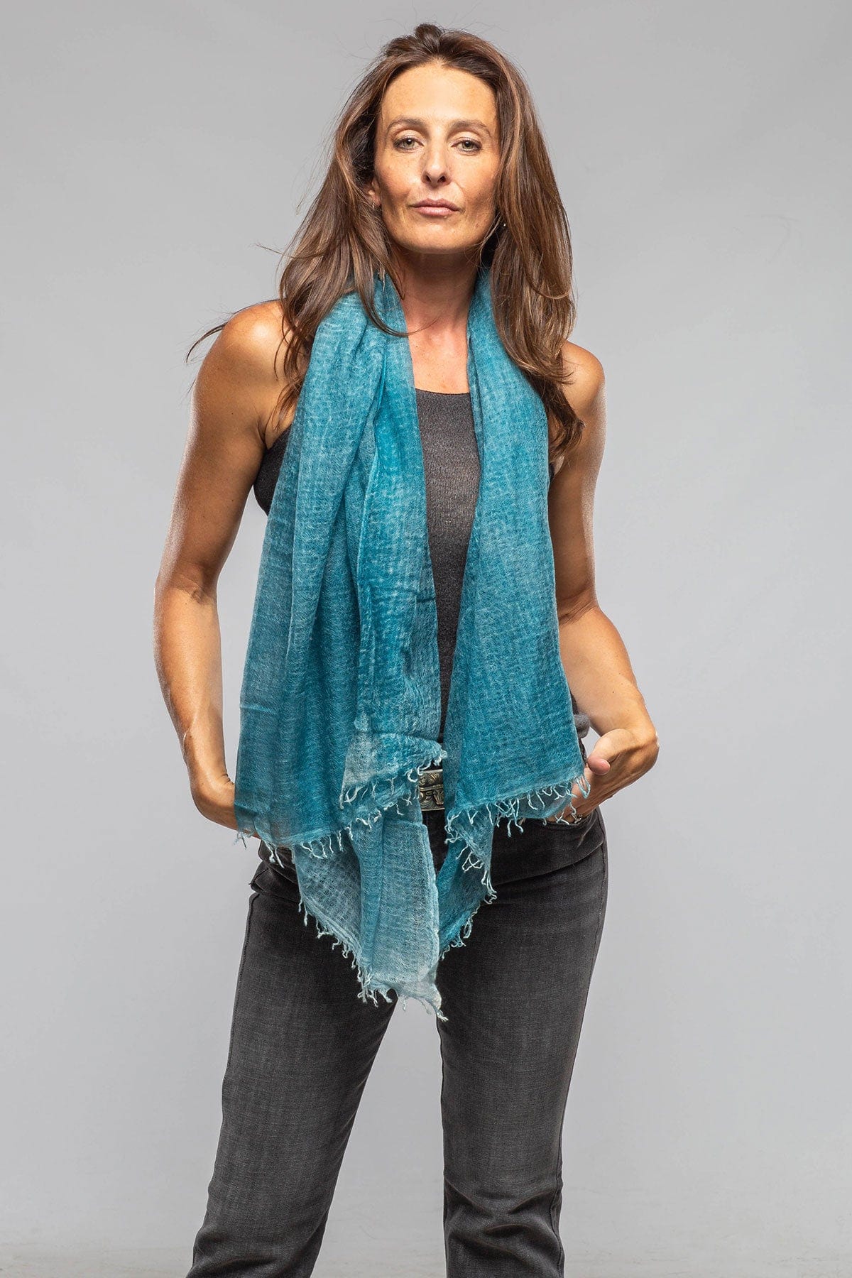 Volare Camo Cashmere Scarf In Laguna - AXEL'S