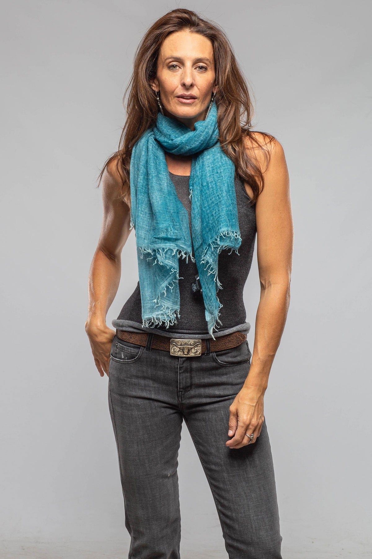 Volare Camo Cashmere Scarf In Laguna - AXEL'S