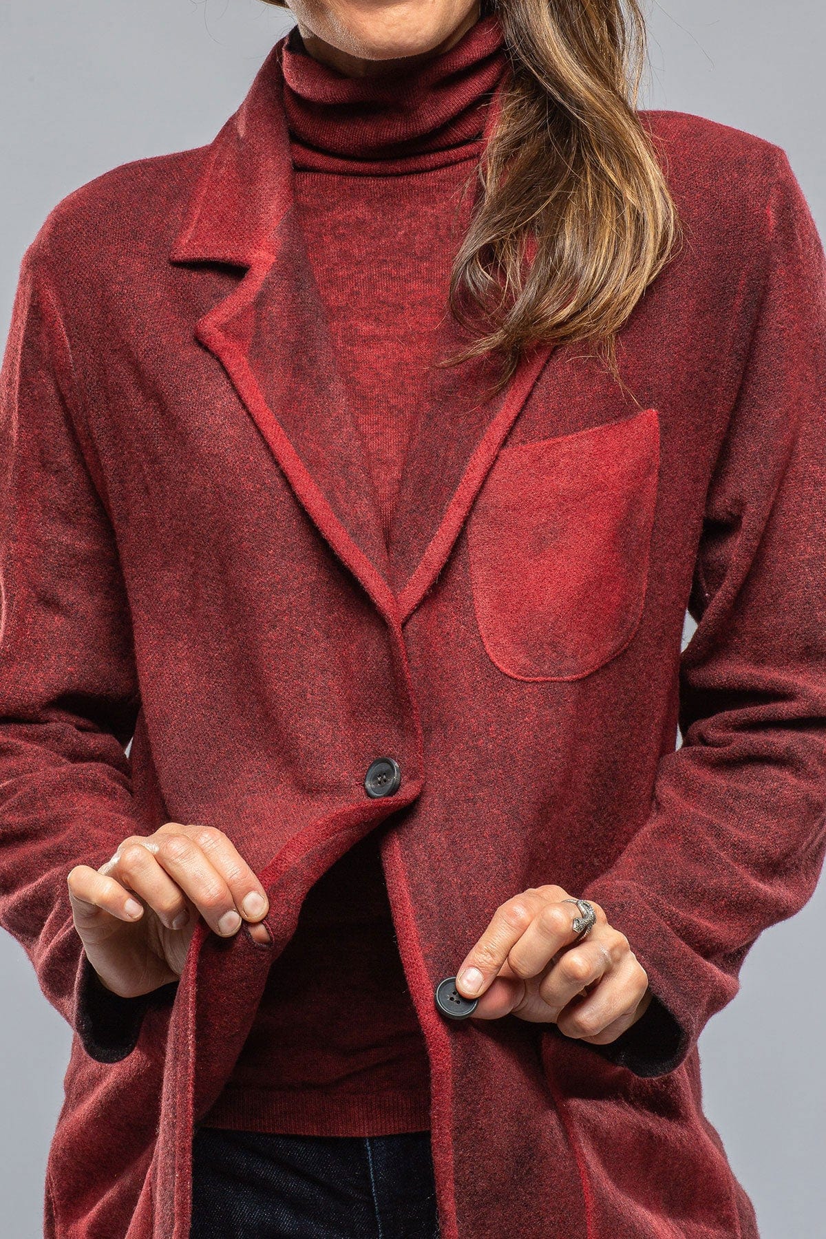 Wanda Long Jacket In Dark Lipstick - AXEL'S