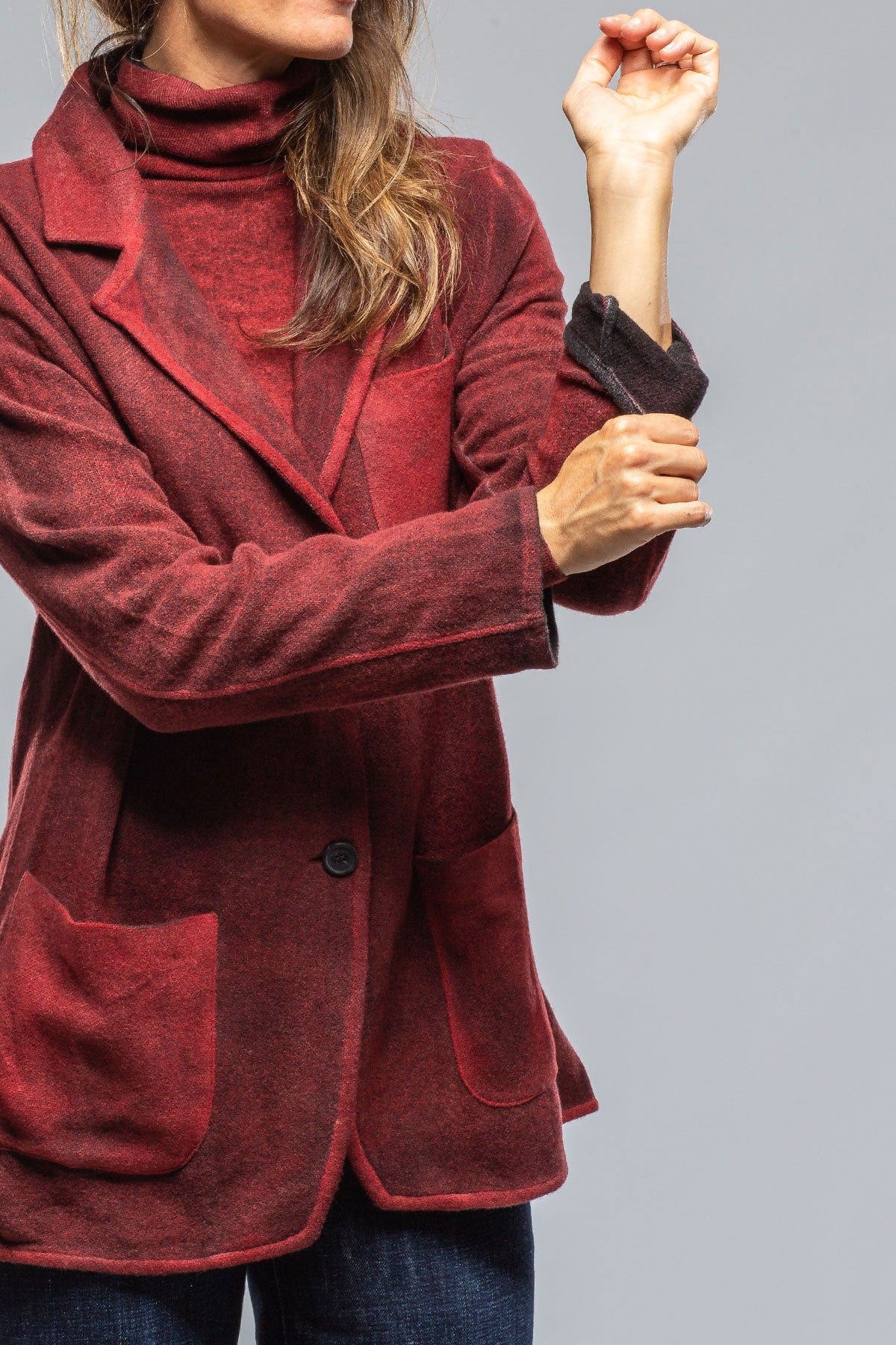 Avant Toi Wanda Long Jacket In Dark Lipstick | Axel's of Vail