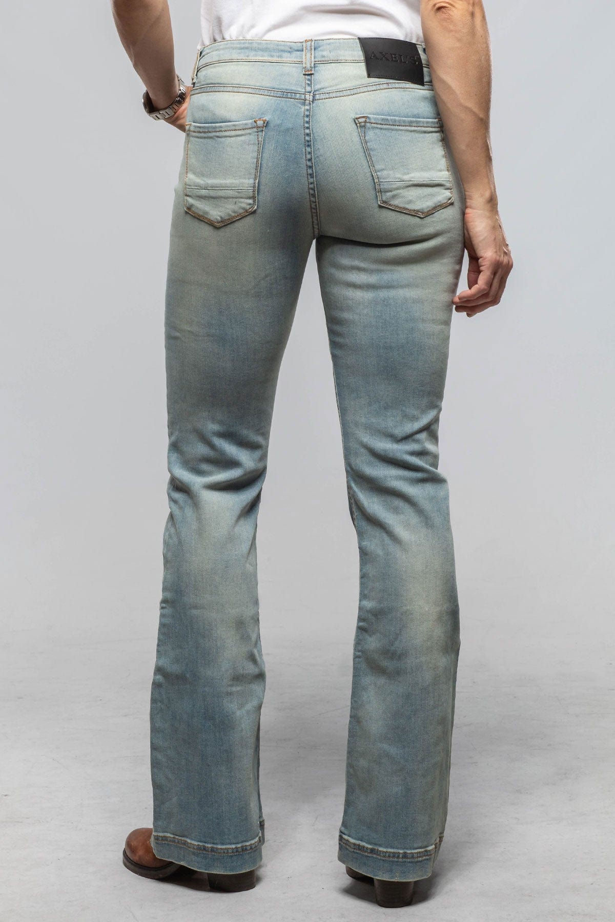 Axel's Black Label Denim Jordan Fringe Flare Jean In Dublin Blue