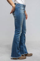 Axel's Black Label Denim Jordan Fringe Flare Jean In Yuma Blue Wash Ladies - Pants - Jeans